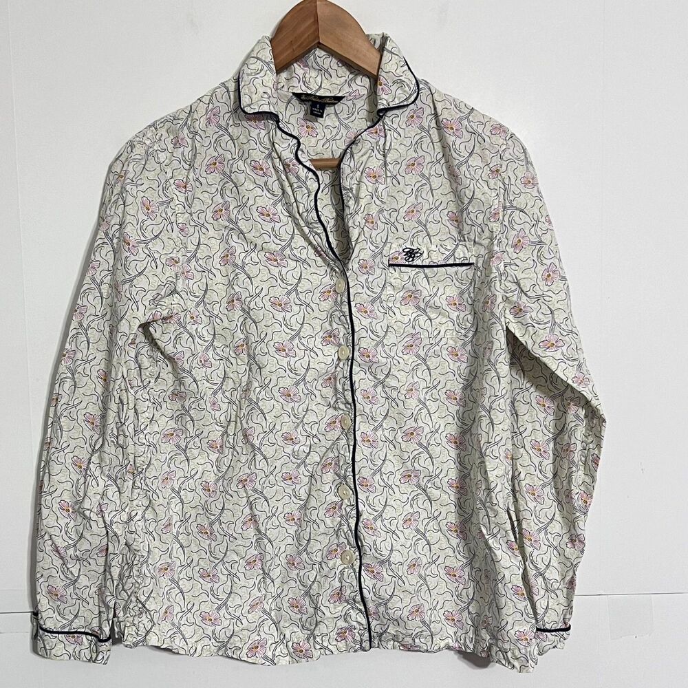 Brooks Brothers Womens Sleepwear Shirt Size S Multicolor Floral Embroidered